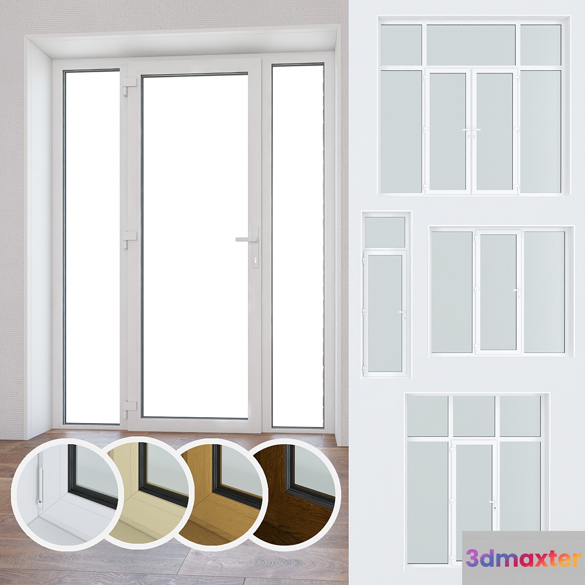 Set of plastic windows and doors 10 3D Max
