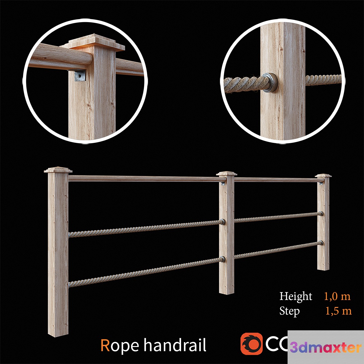 Rope_handrail 3D Max