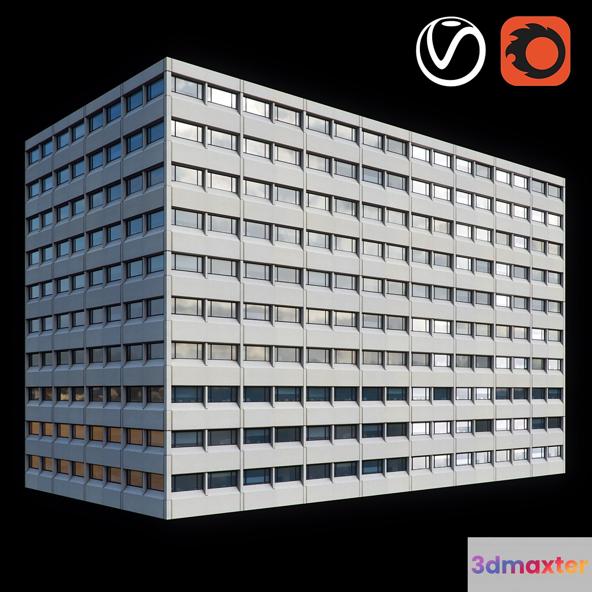 Facade of the office building _ Office building facade 3D Max