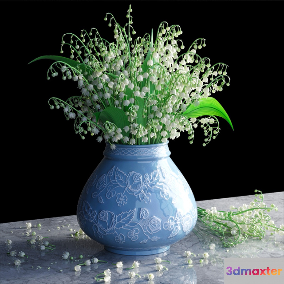 Bouquet of lilies of the valley in a vase