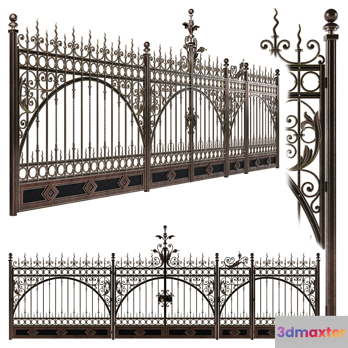 Forged gate wickets and fences N2 3D Max