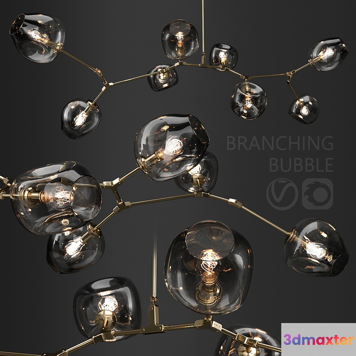 Branching bubble 8 lamps 3D Max