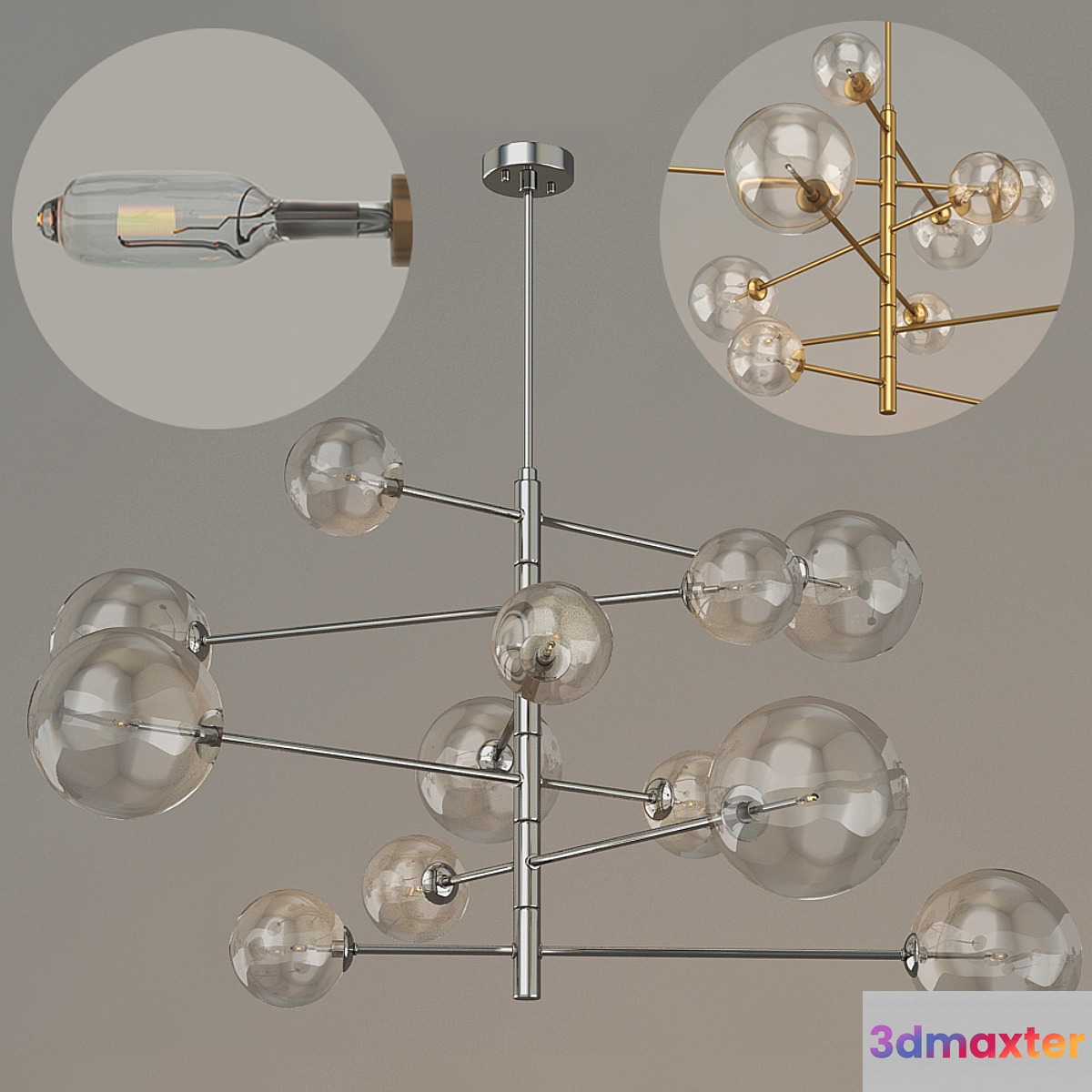 EICHHOLTZ Chandelier Argento L 112076 111975 3D Max