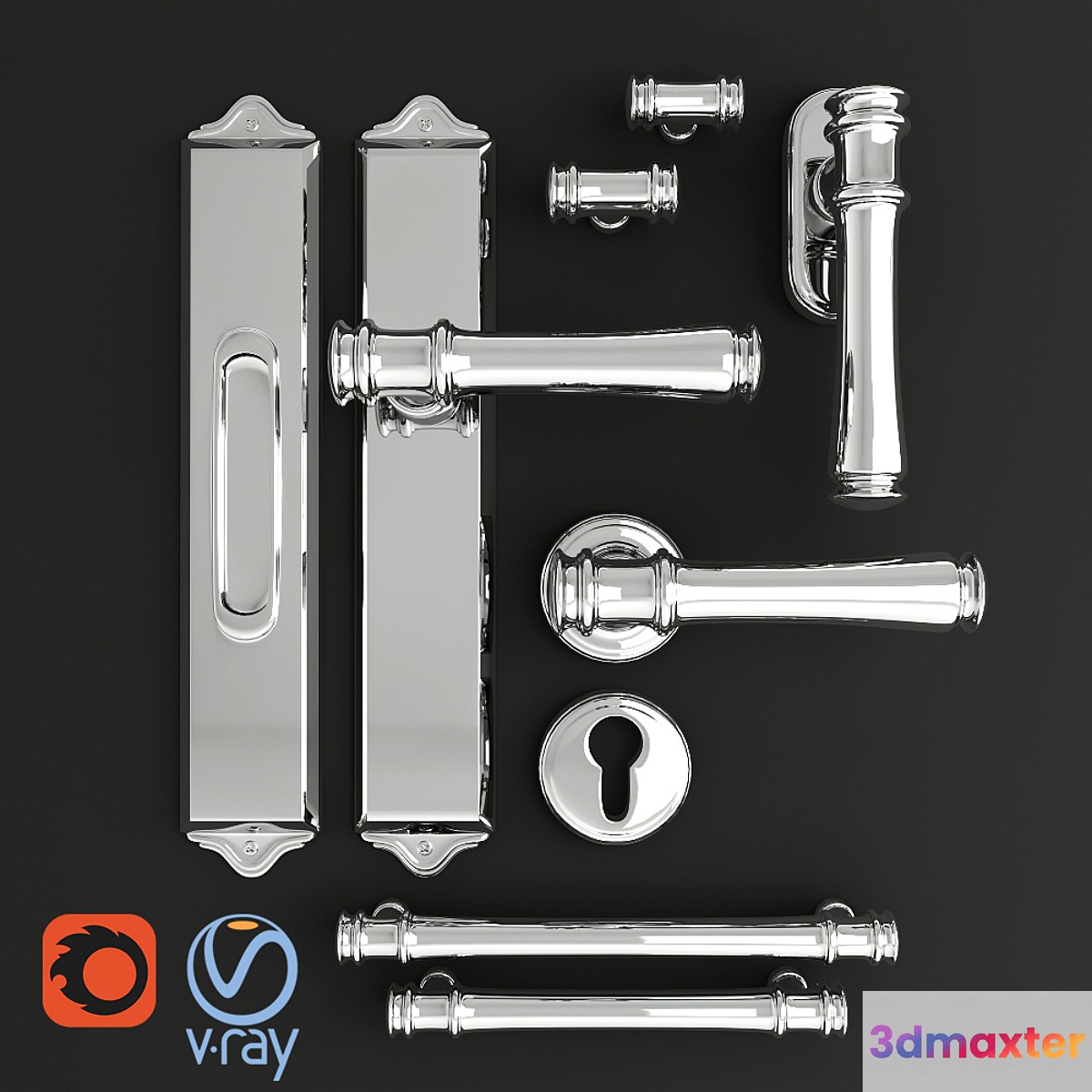 Door handle Fresia SALICE PAOLO 3D Max