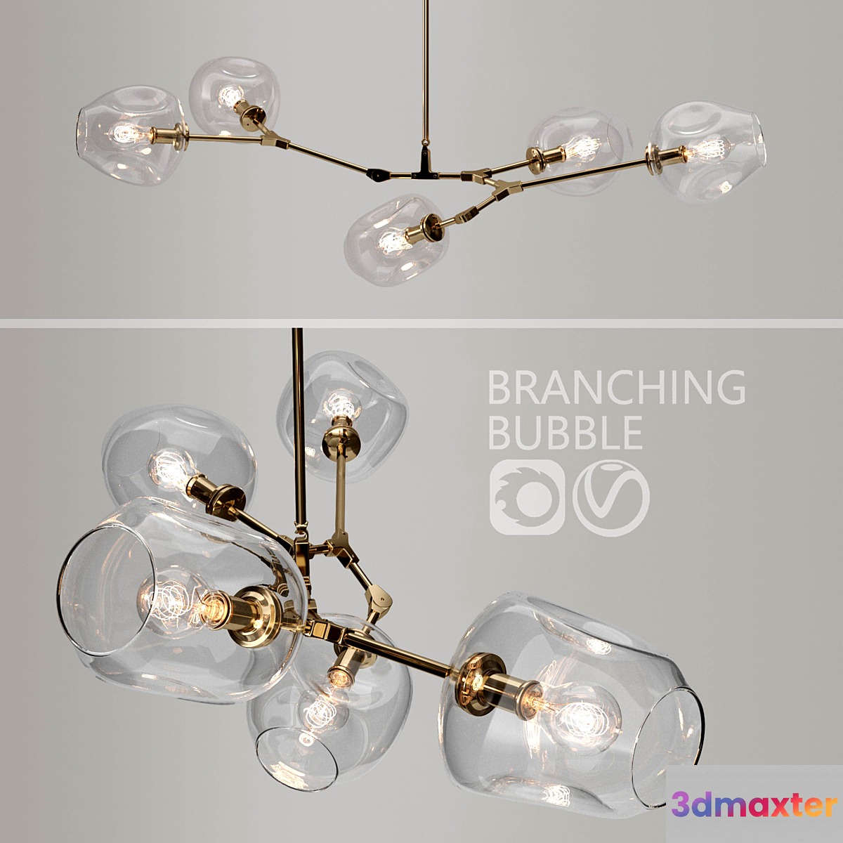 Branching bubble 5 lamps 3D Max
