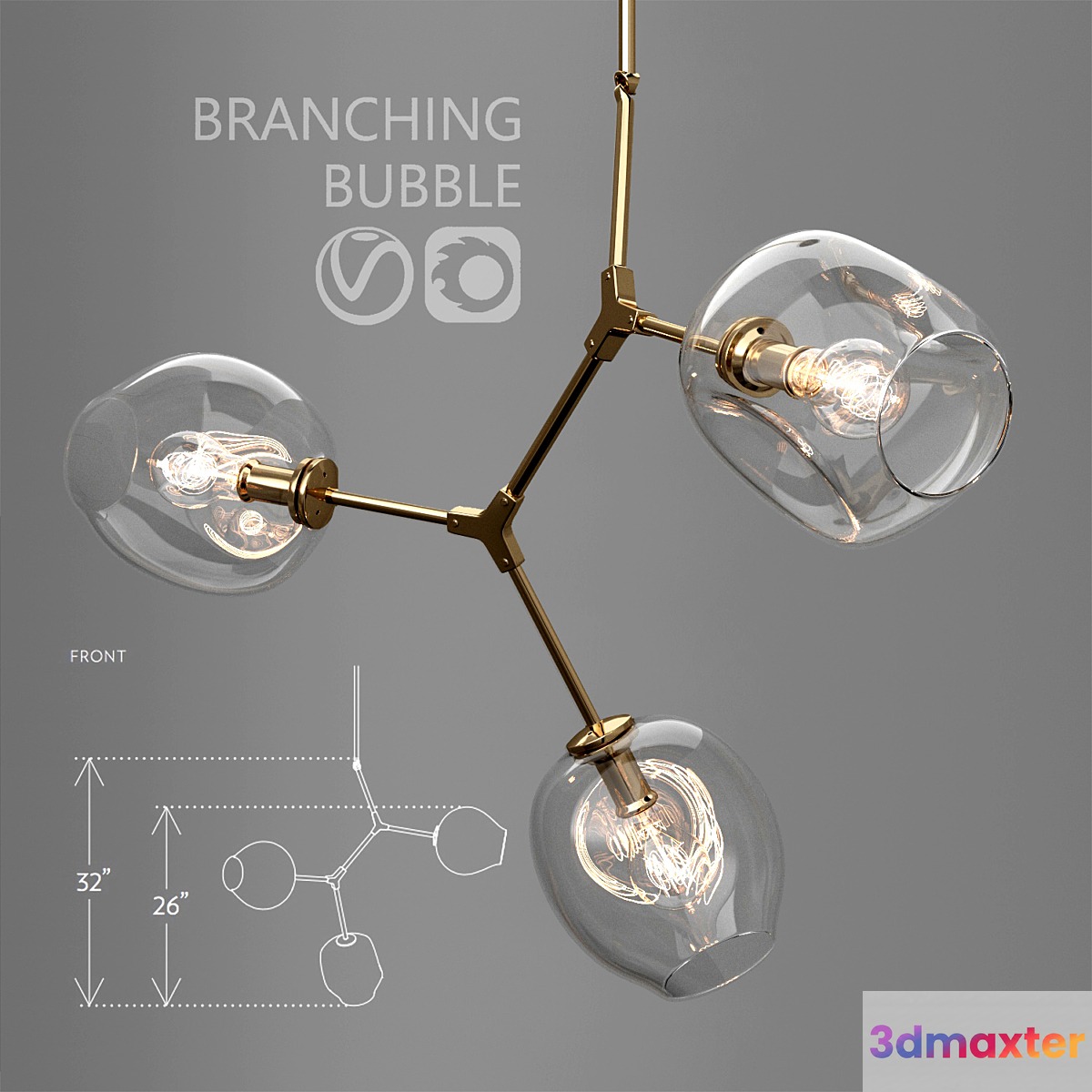 Branching bubble 3 lamps - No.3