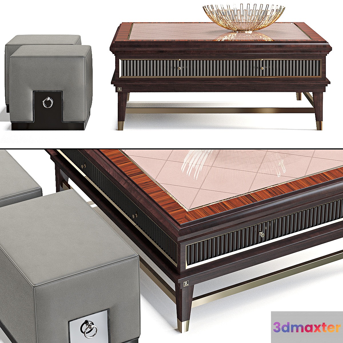 Coffee table and pouf 3D Max