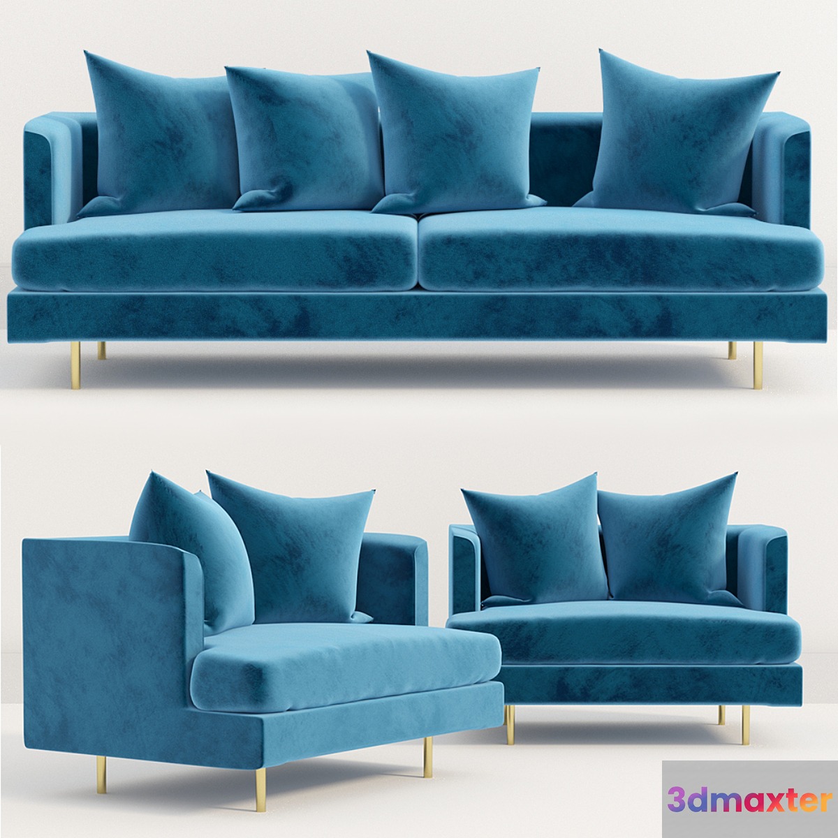 Gus Modern Margot Sofa Velvet Midnight 3D Max