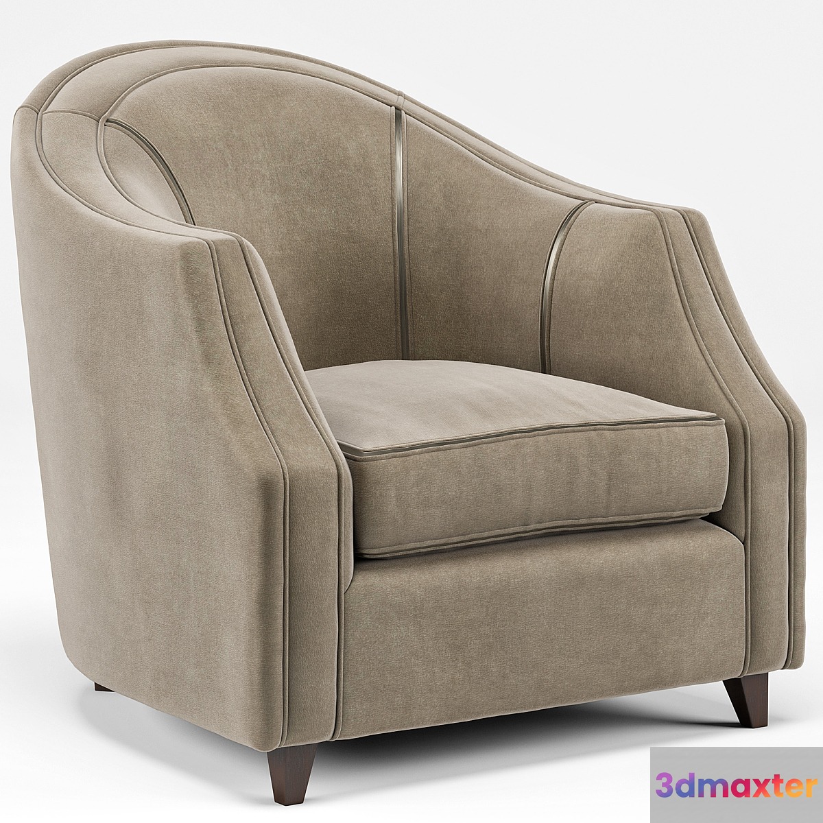 Edina Regency Camel Velvet Round Seamed Arm Chair - No.2