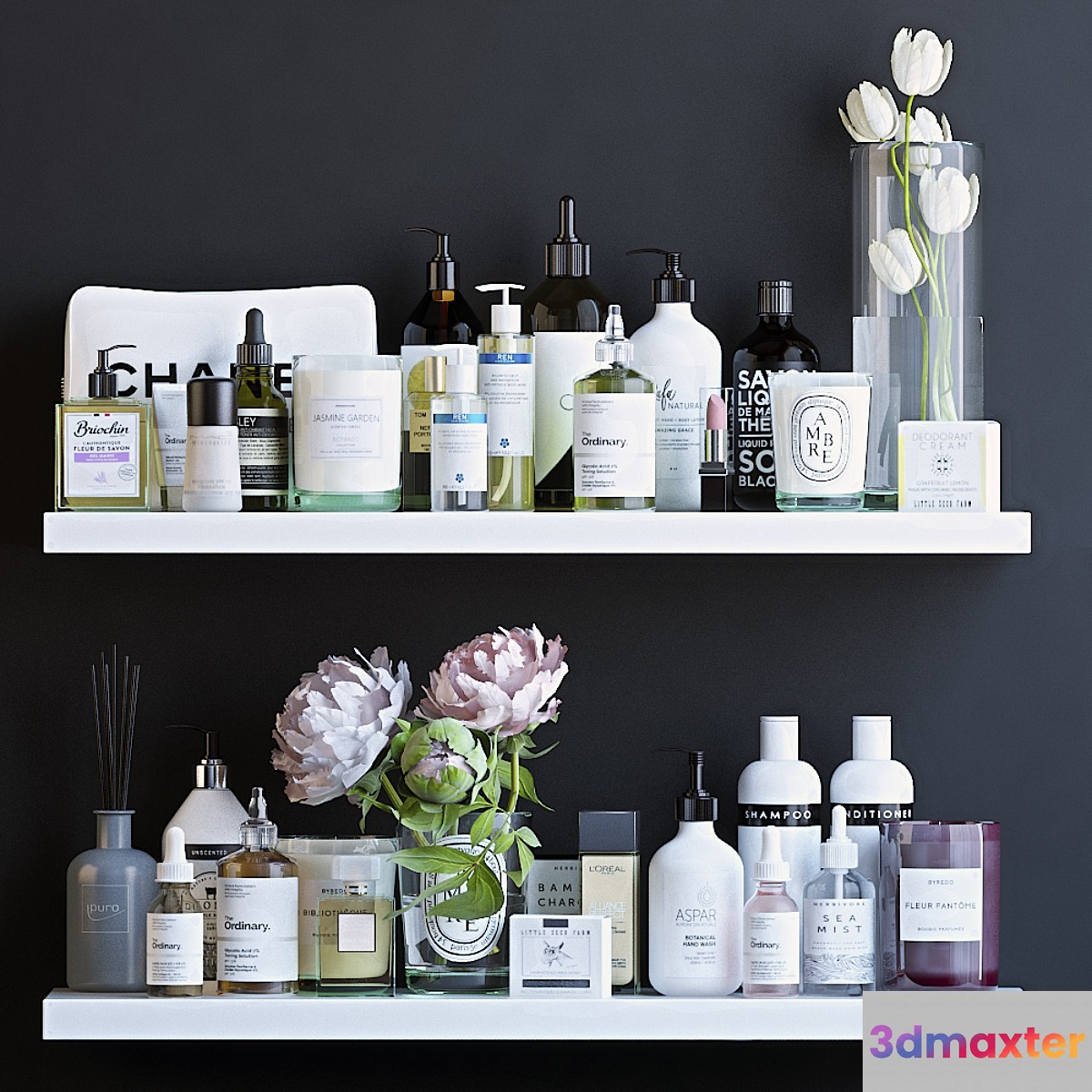 Shelves with cosmetics and bathroom decor - 2
