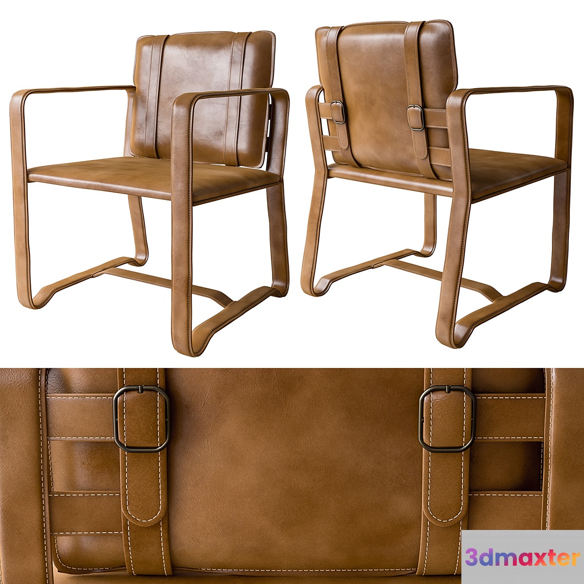 Leather Belt Camel Chair