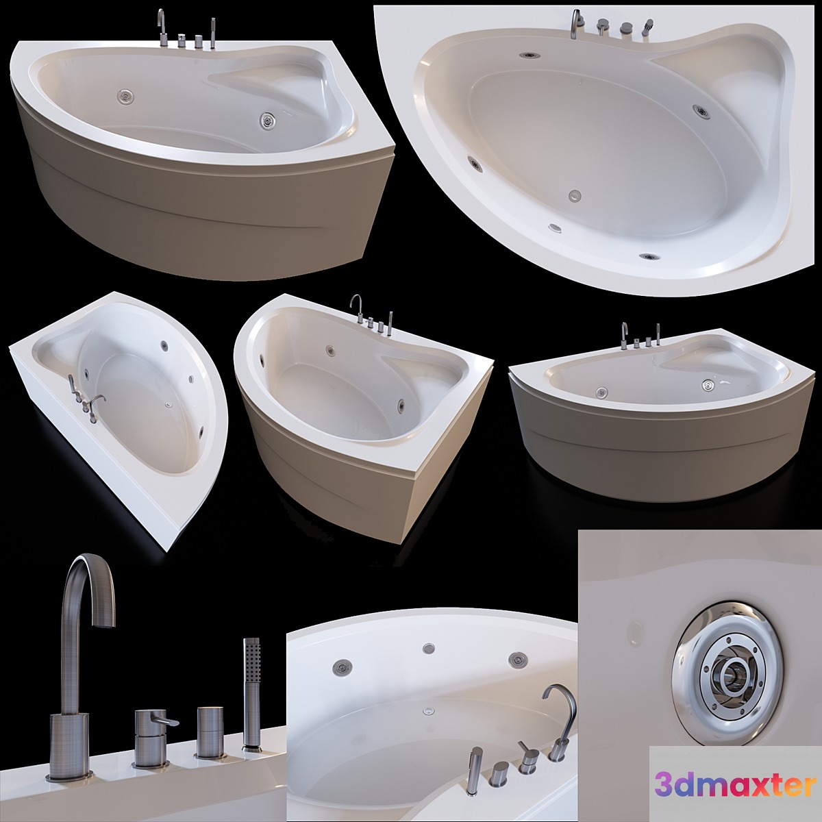 Acrylic corner bath Cezares Tebe 150x100 R 3D Max