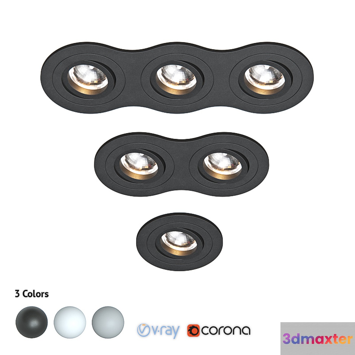 Set of built-in luminaires INTERO LS 3D Max