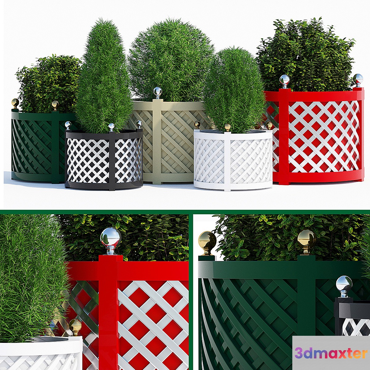 Round treillage planters