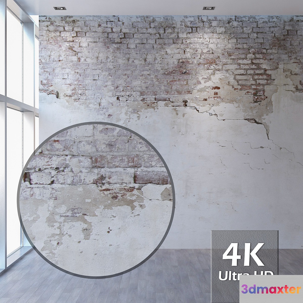 Brick wall 60 (with old plaster) 3D Max