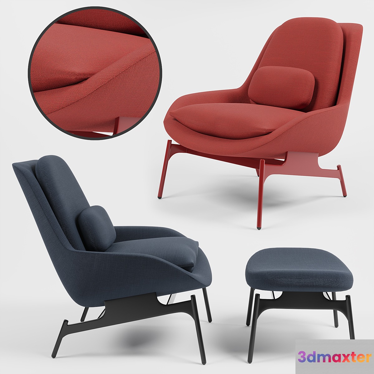 Field Lounge Chair and Field Ottoman 3D Max