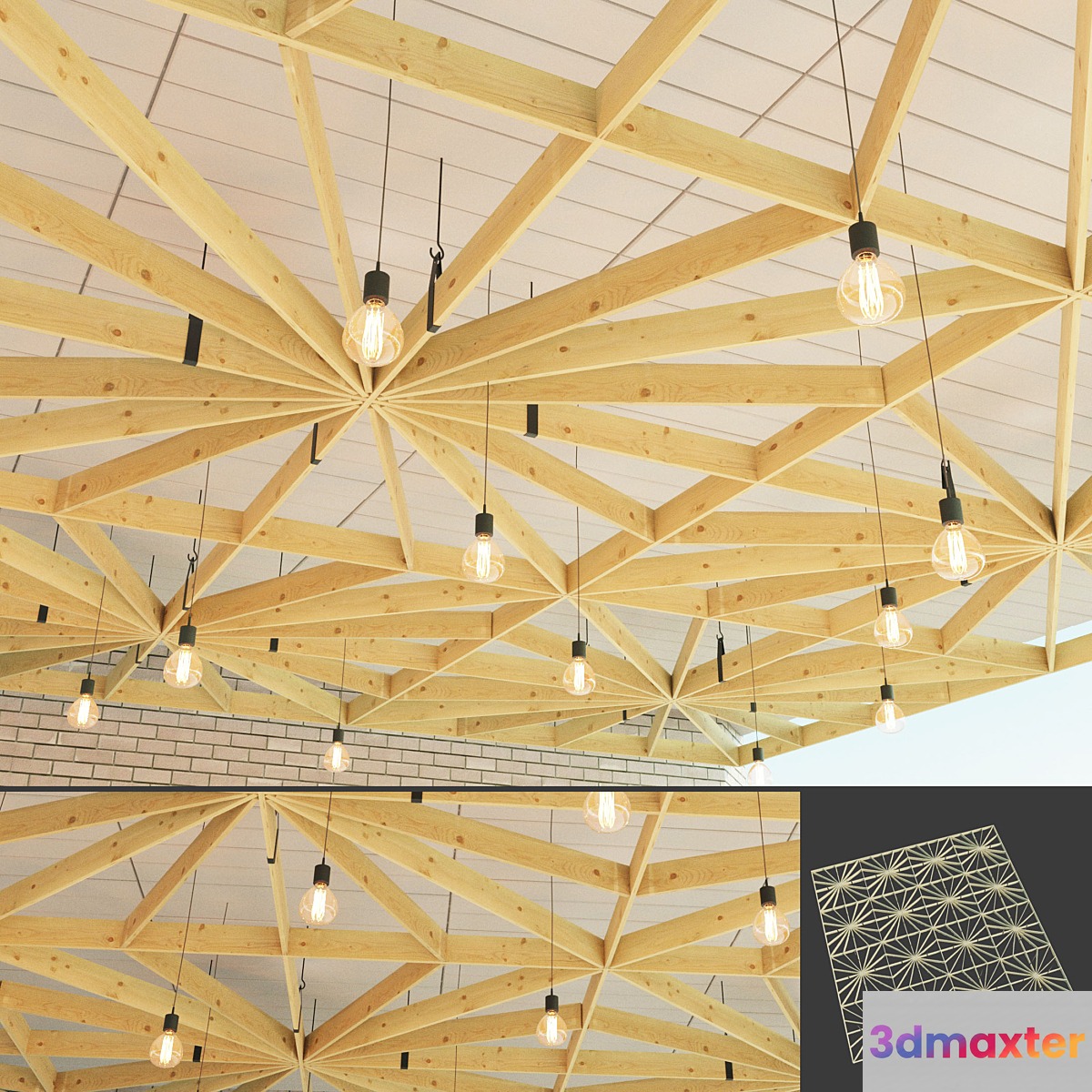 Wooden suspended ceiling 5 3D Max