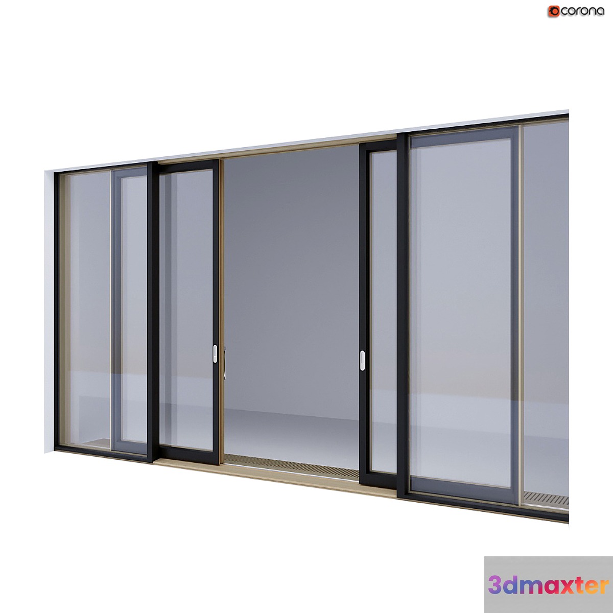 Wood-aluminum sliding stained-glass windows 3 3D Max