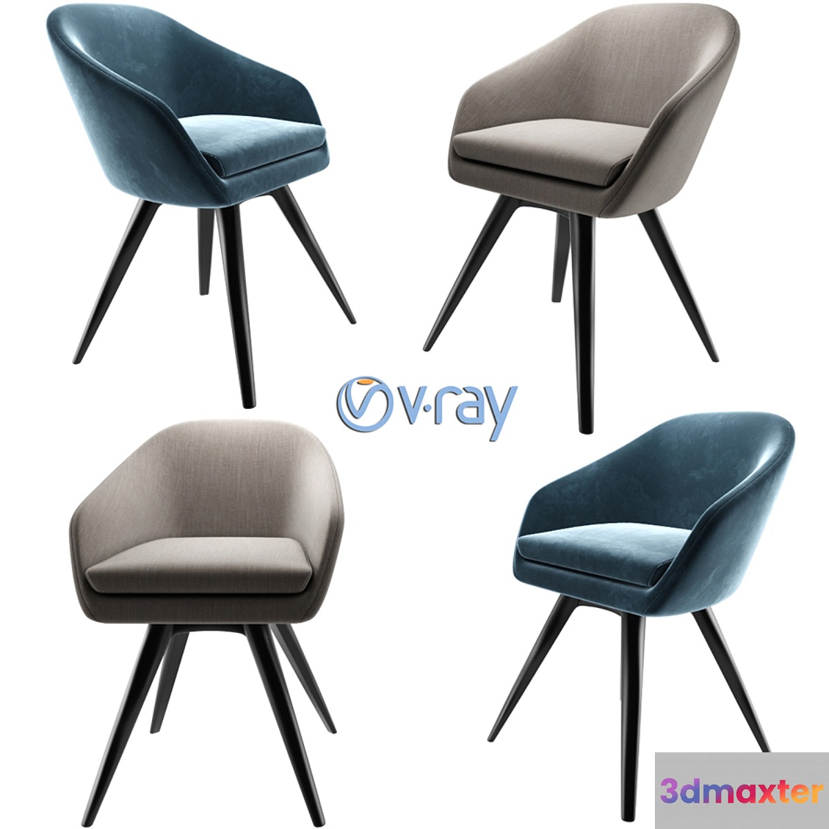Aleria Upholstered Steel Swivel Chair - No.3