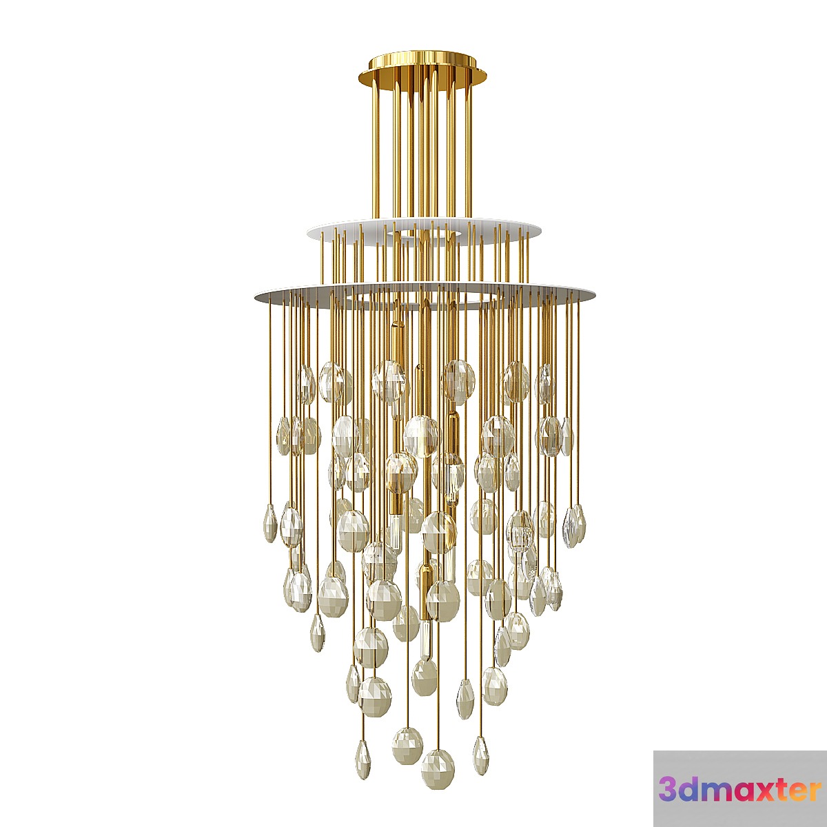 Hailee Med Chandelier in Natural Brass with Crystal