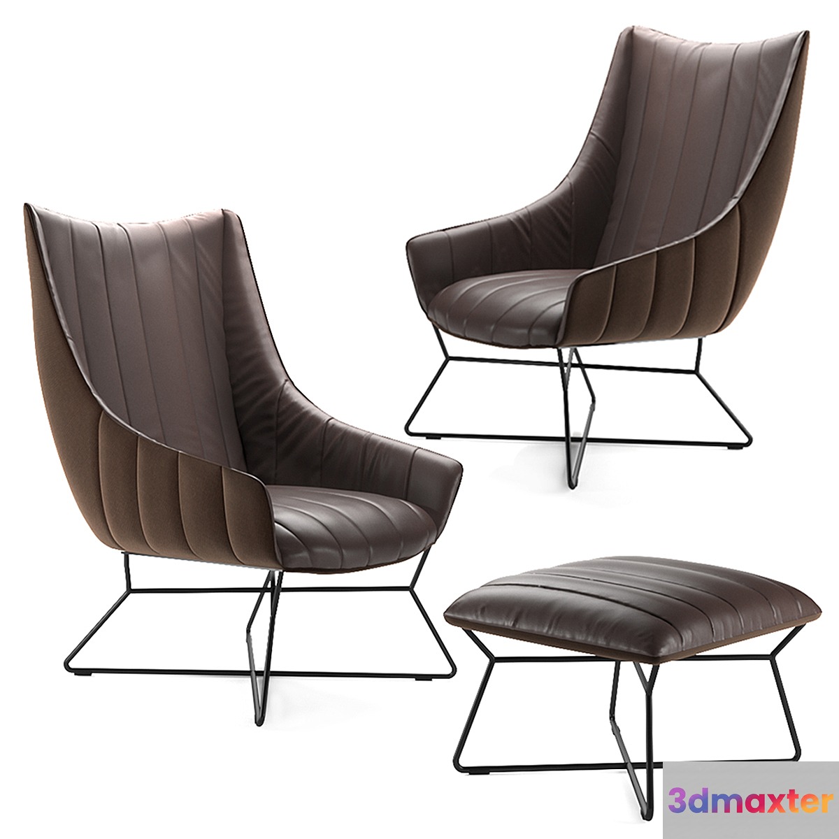 Freifrau Rubie Armchair Ottoman