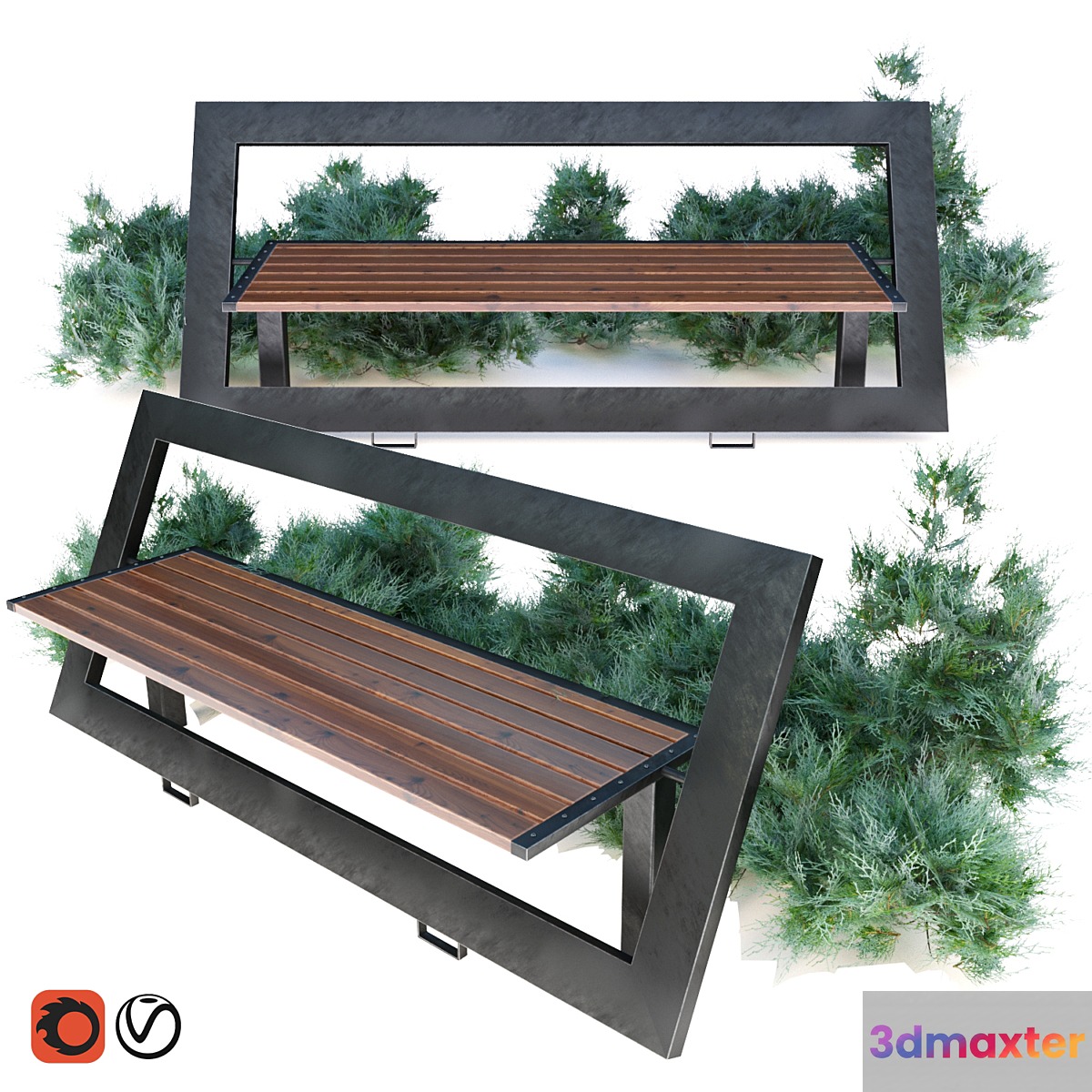 bench with juniper