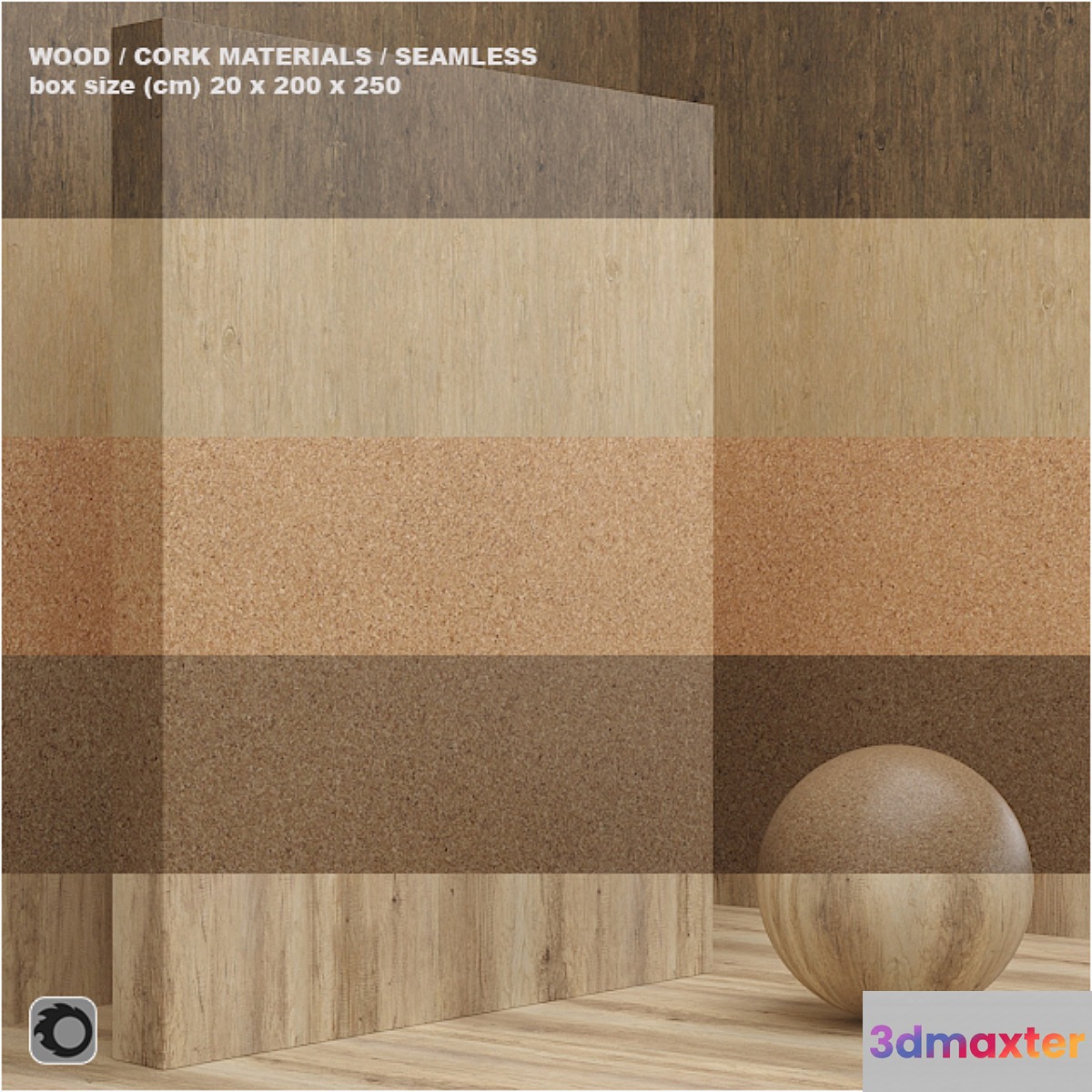 Material wood _ cork (seamless) - set 12 3D Max