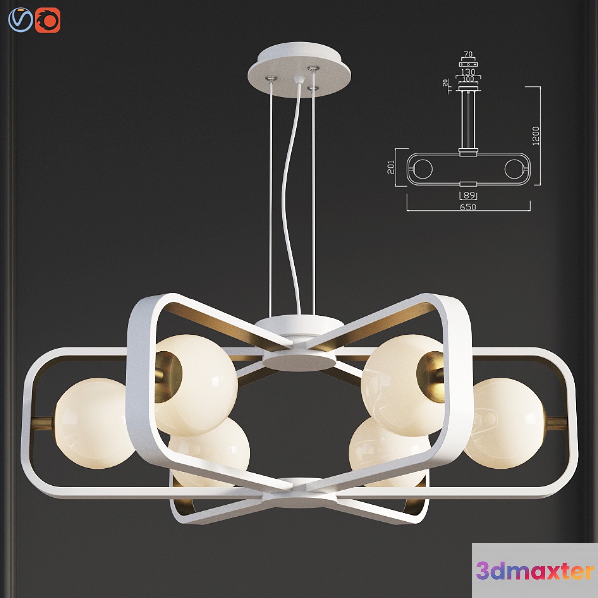 Chandelier Suspension Light Avola Gold Maytoni Modern 3D Max