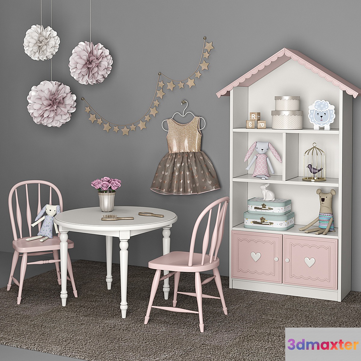 Furniture for children's room girls with decor 12