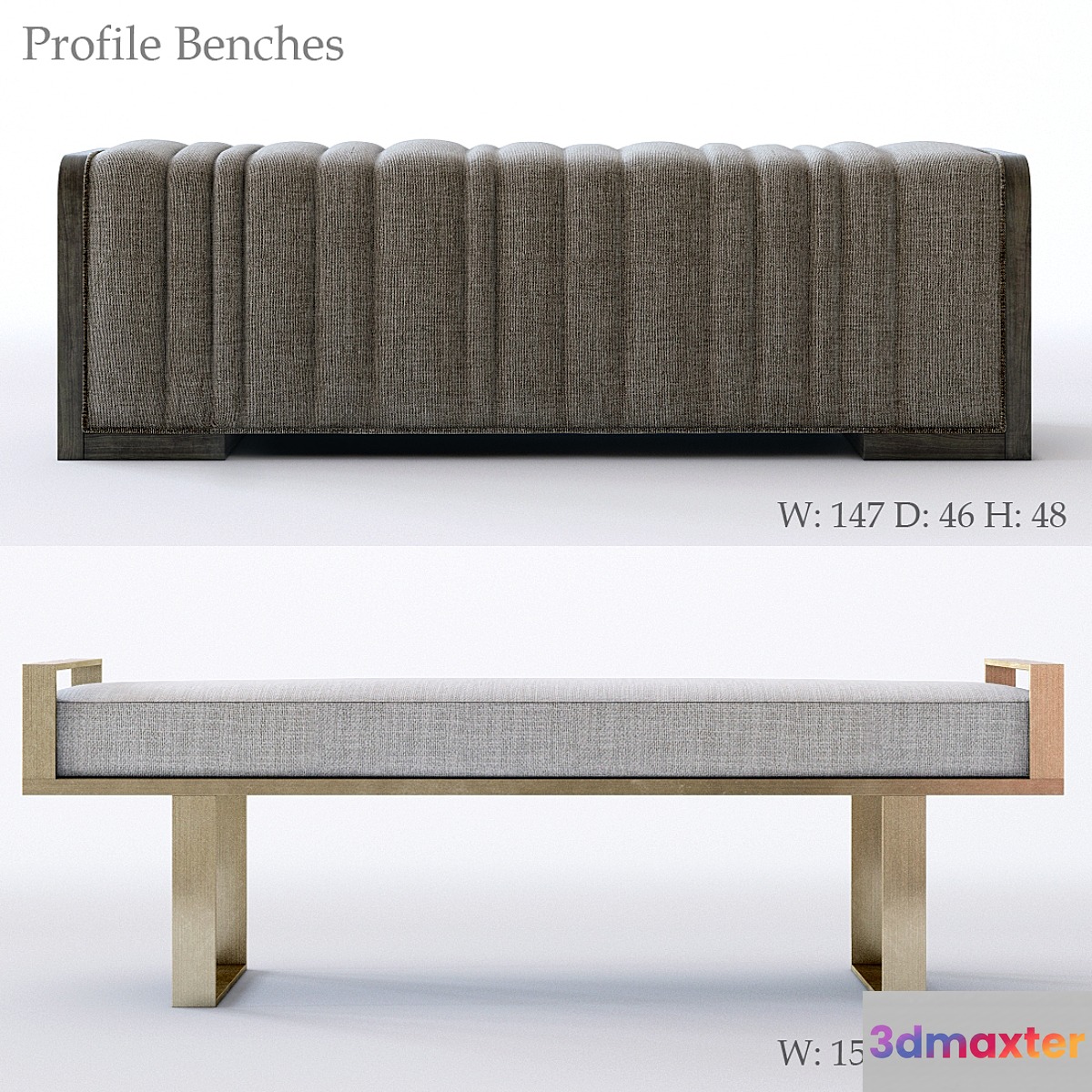Bernhardt Profile Bench 3D Max