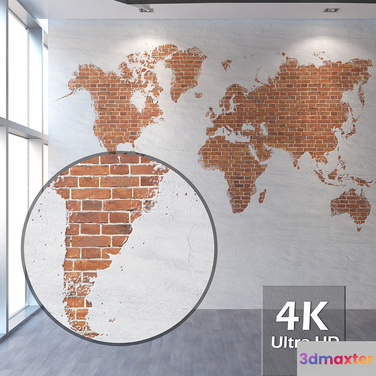 Brickwork 093 world map 3D Max