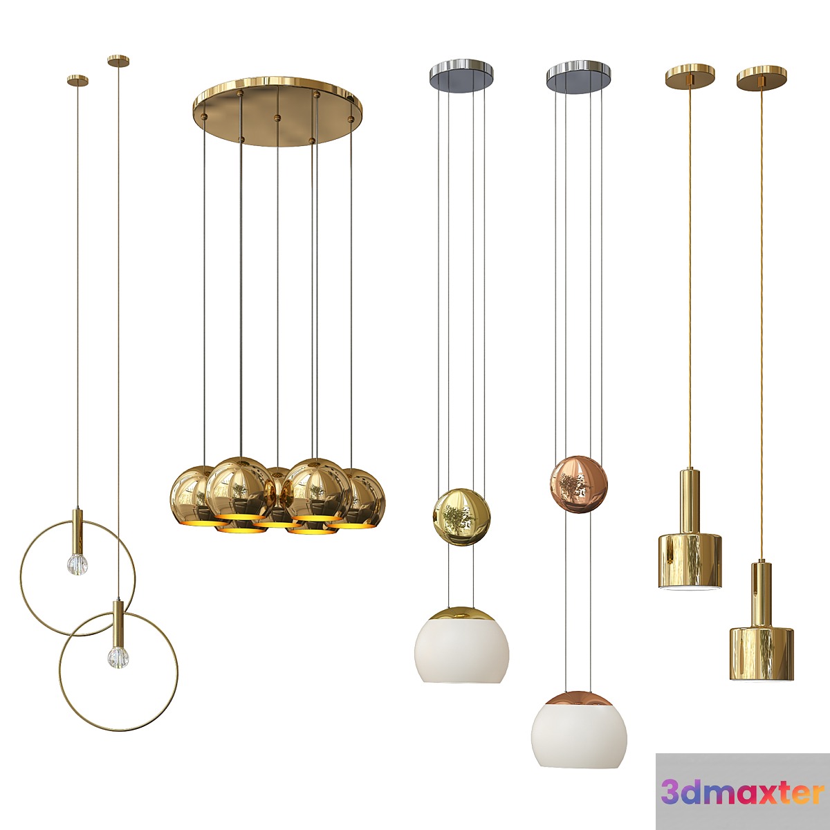Four Hanging Lights 3D Max