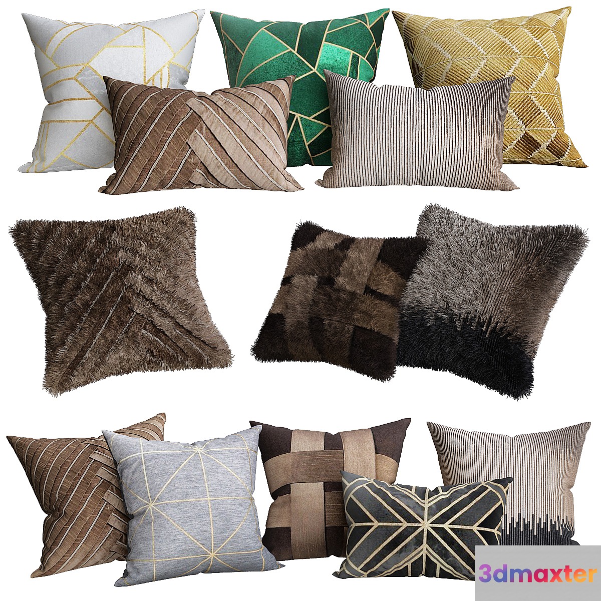 Art deco pillows 3D Max
