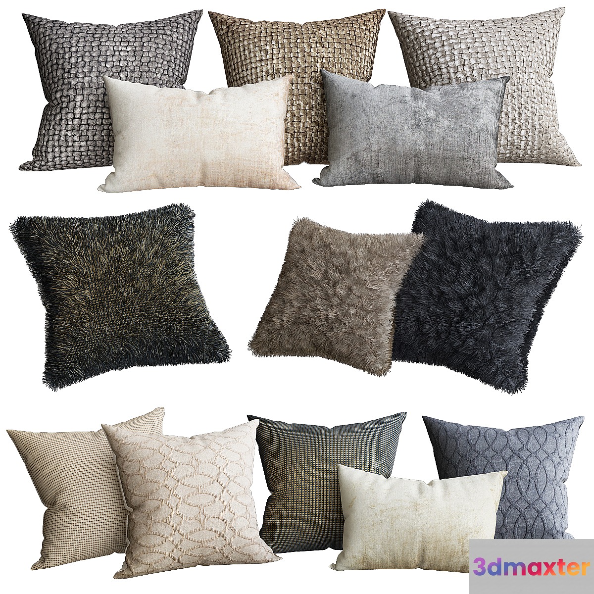 Beaded Velvet Decorative Pillow 3D Max