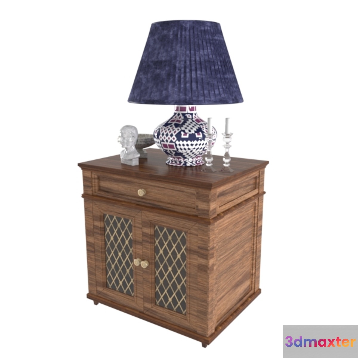Sideboard with sculpture and bedside lamp 3D Max