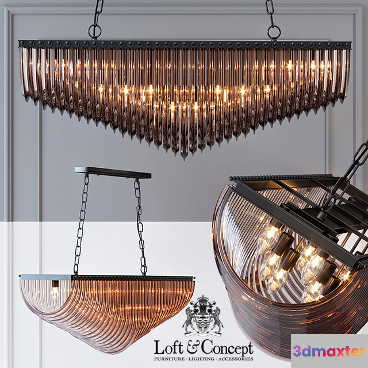 Chandelier Retro Frozen Glass Chandelier 100 3D Max