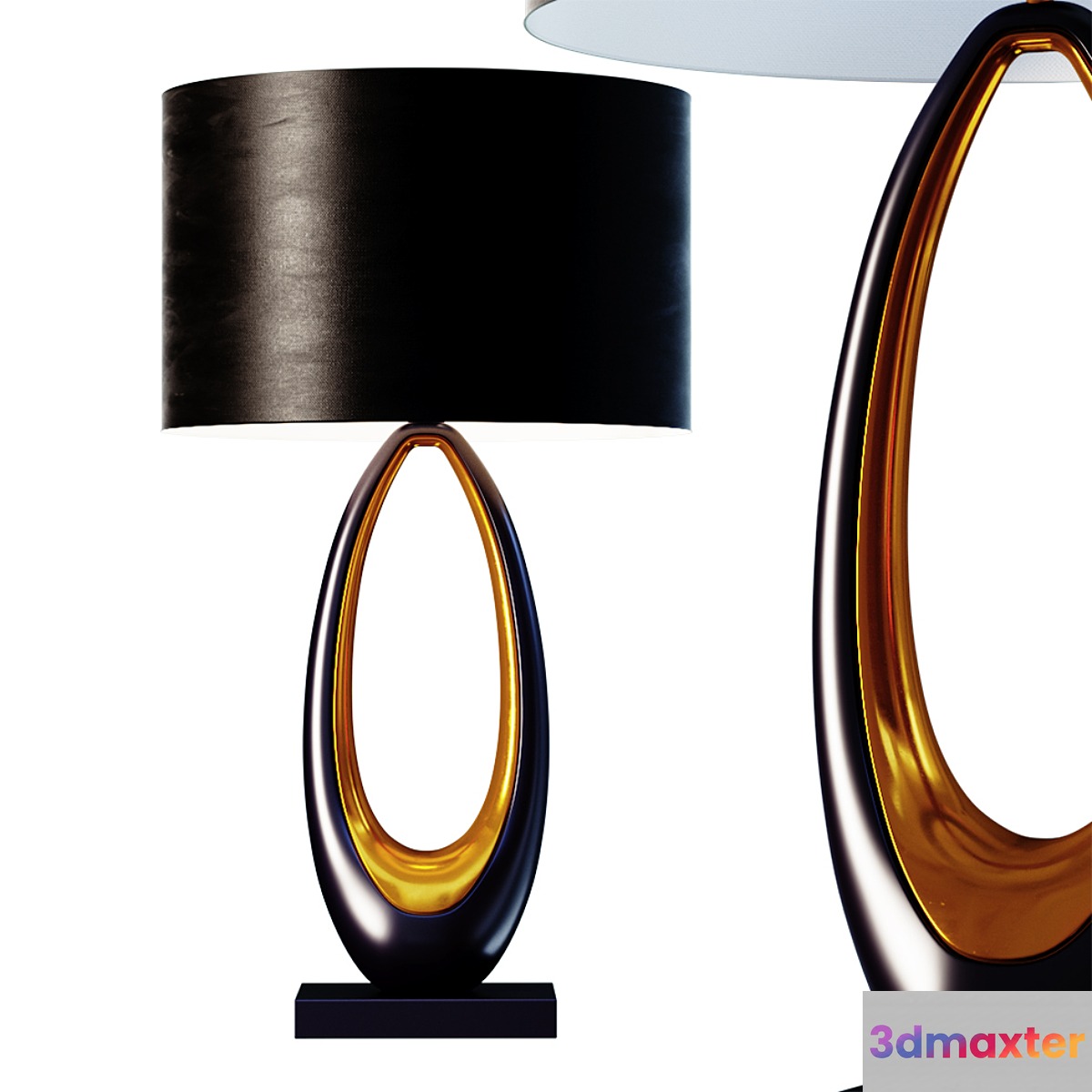 Mid Century Studio Art Metal Oval Buffet Lamp 3D Max