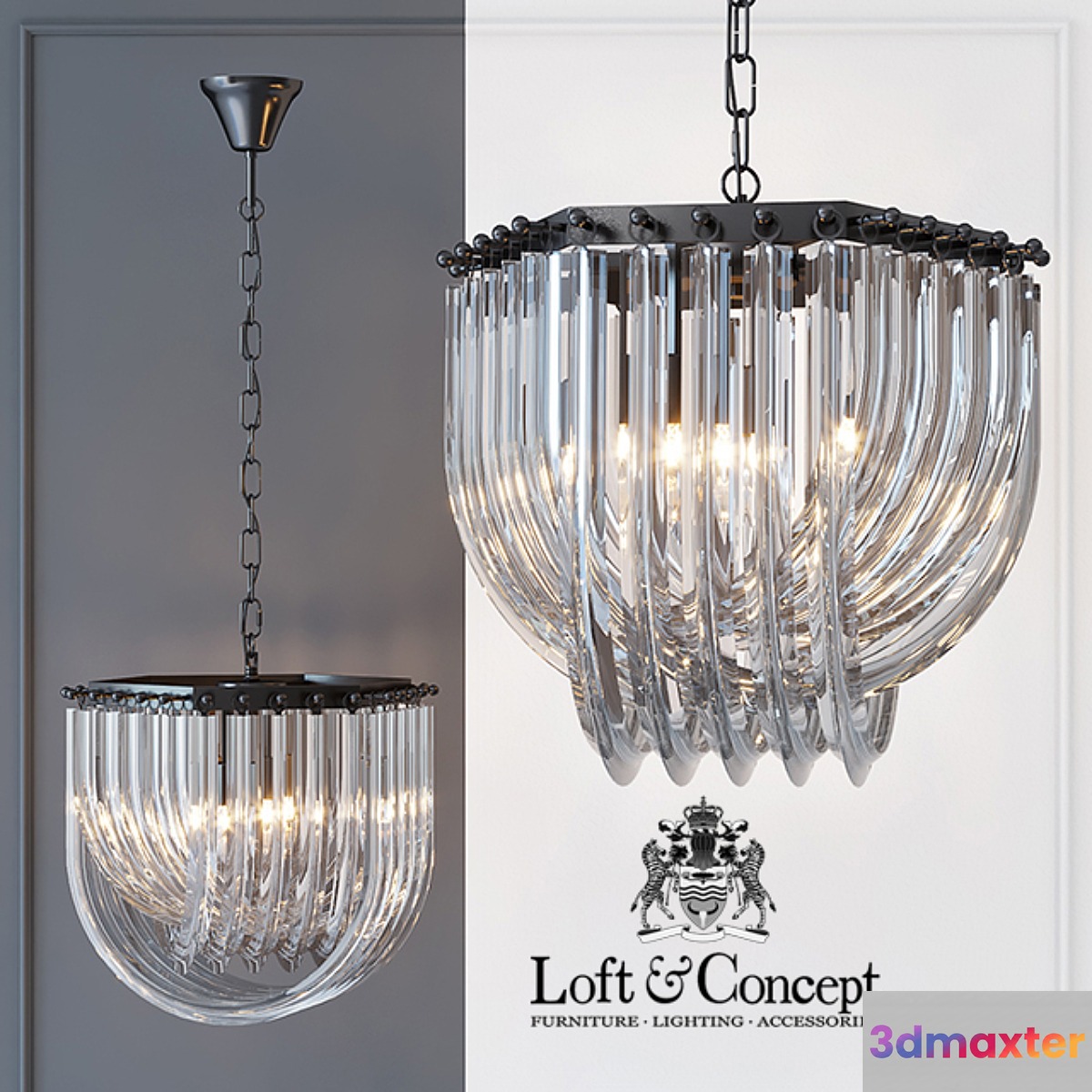 Chandelier Frozen Glass Chandelier 33 3D Max