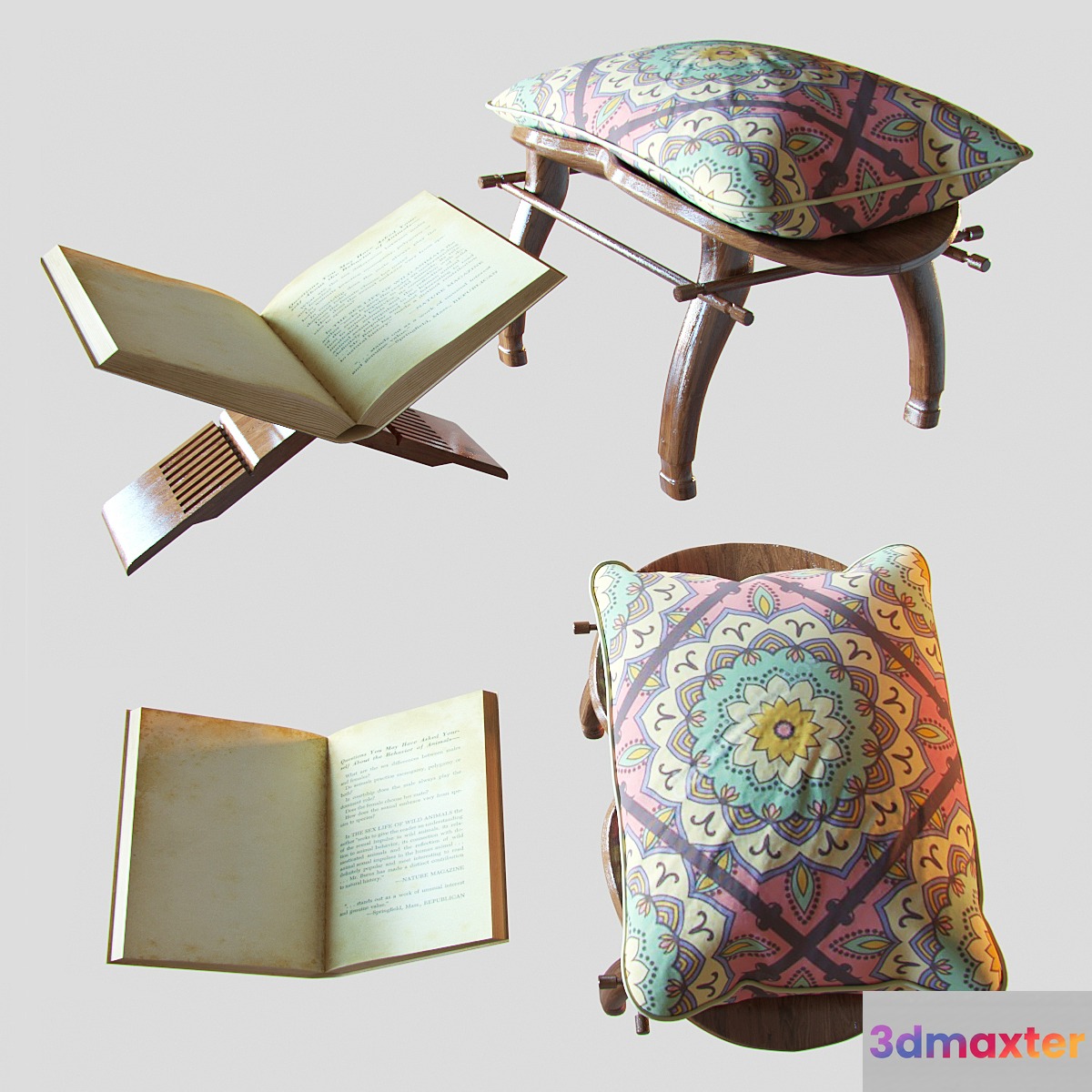 Stool + Book Stand 3D Max