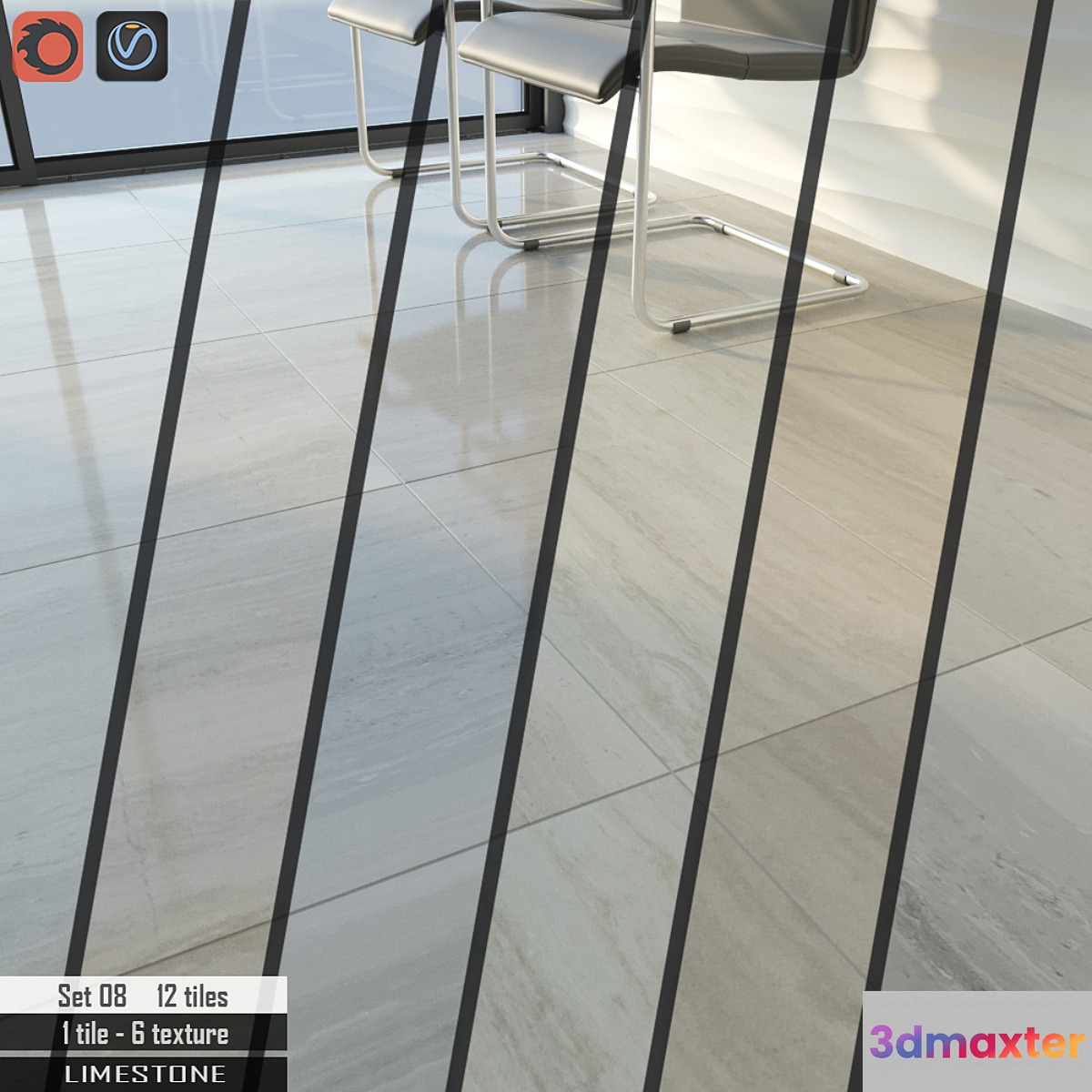 Stone tile Set 08 3D Max