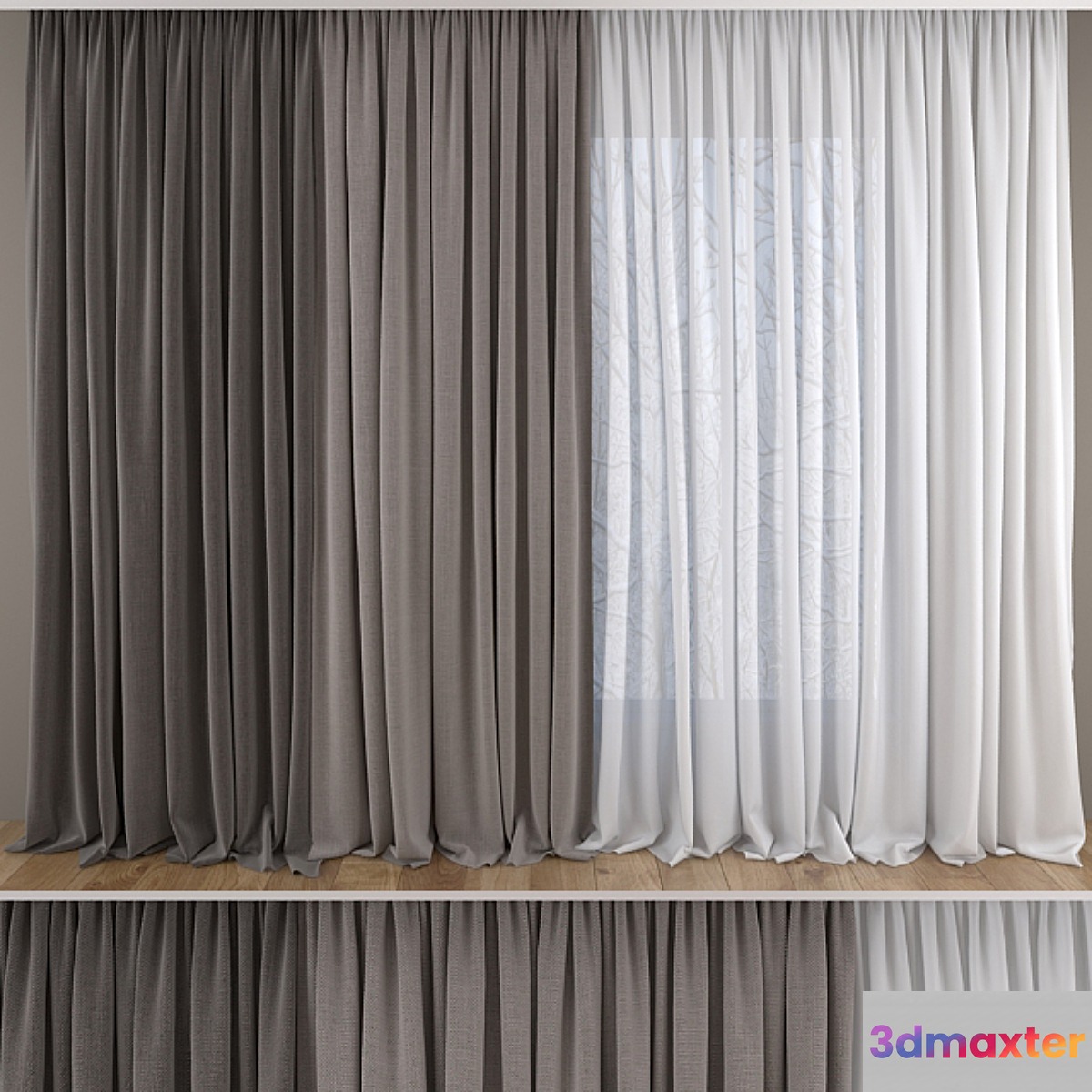 Curtains and tulle 3D Max
