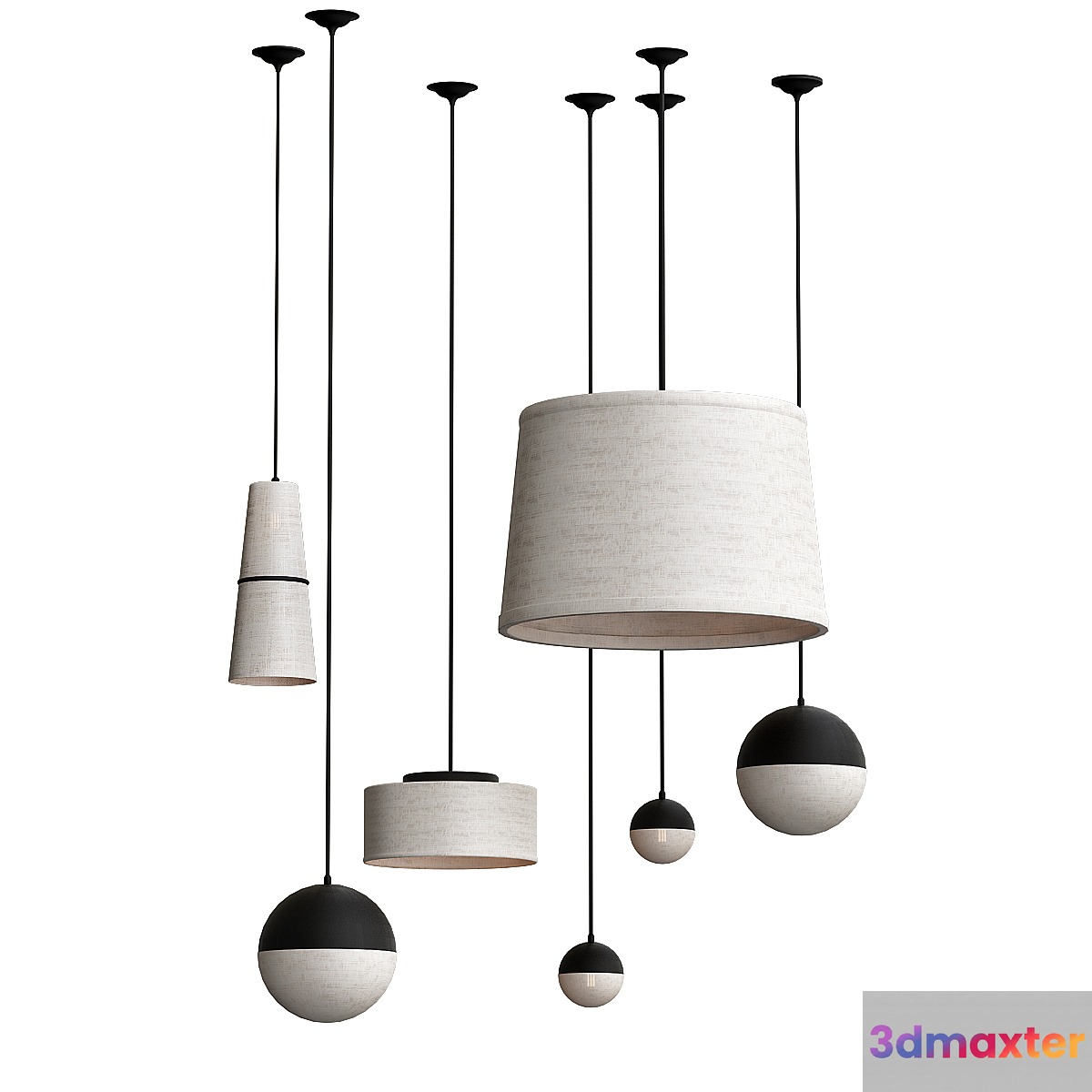 Cloth pendant lamps 3D Max