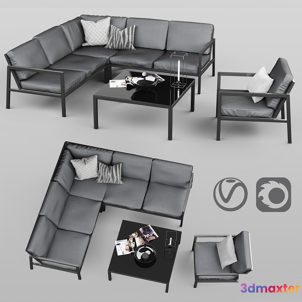 set of metal outdoor furniture Brafab Belforb 3D Max