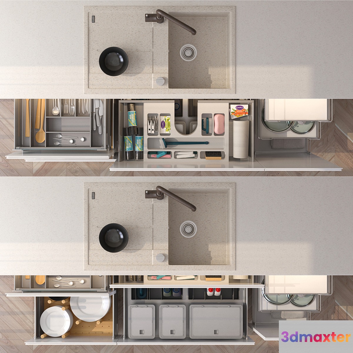 Drawers and their filling 2 3D Max