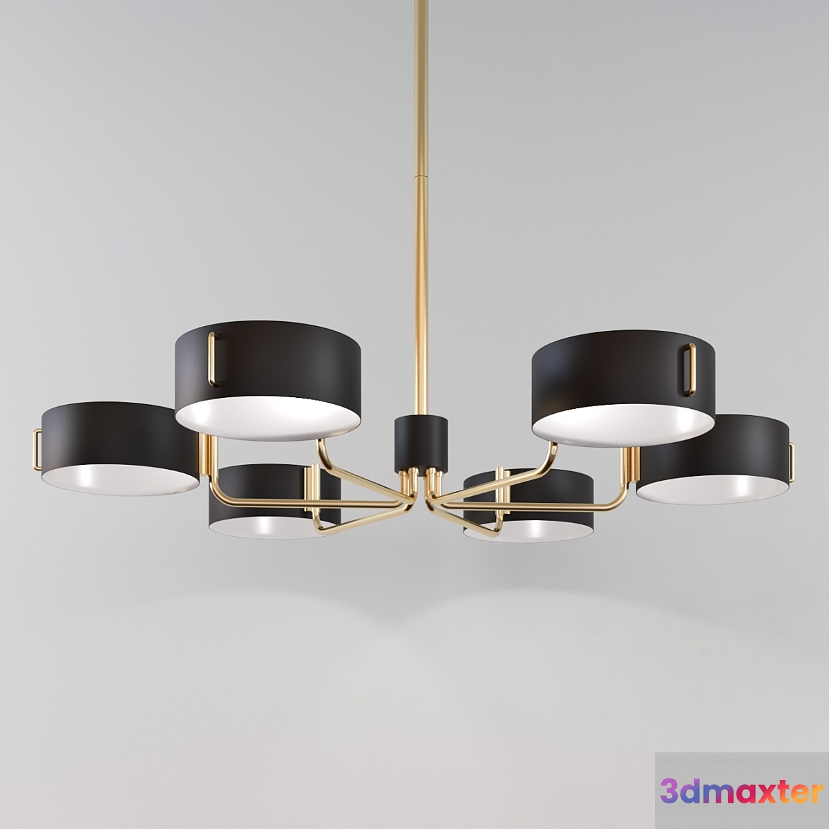 Axle Brass Black Shade Chandelier by Crate and Barrel