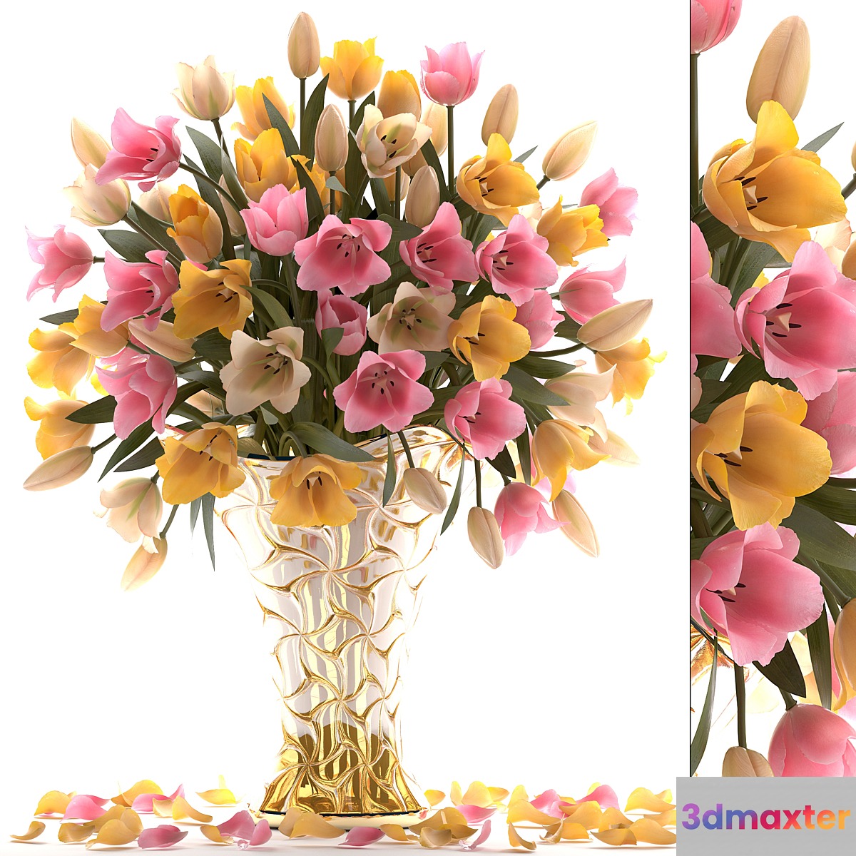 Bouquet of tulips 23. Tulips yellow flowers vase decor
