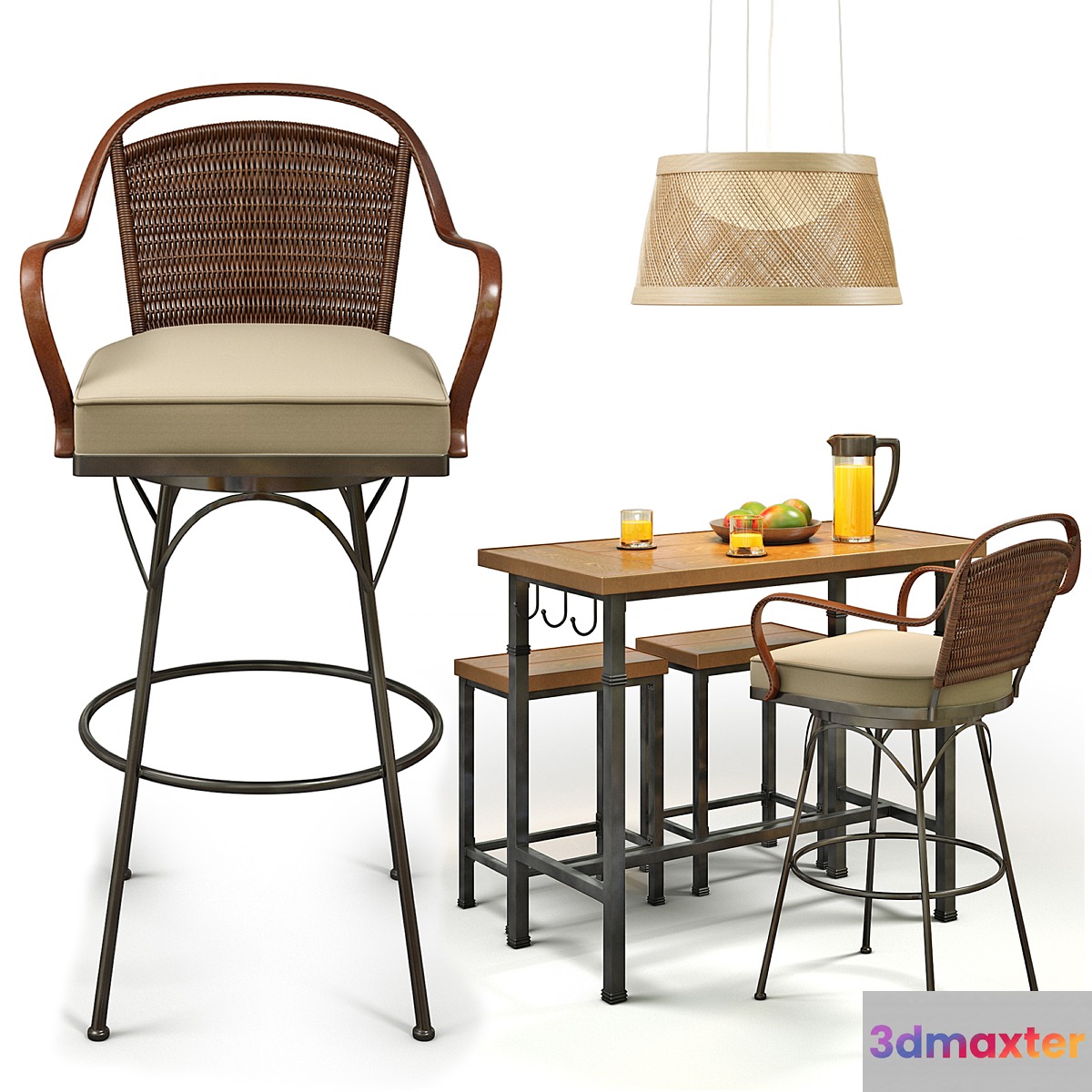 Metal and Wood Pub Set