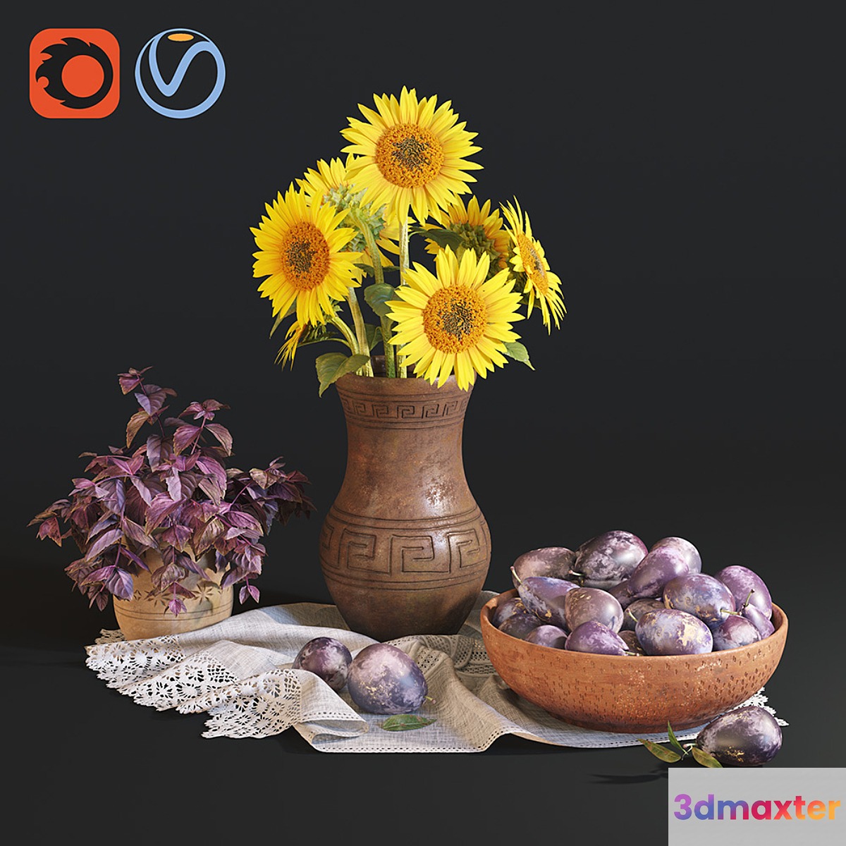 Still Life with Sunflowers 3D Max