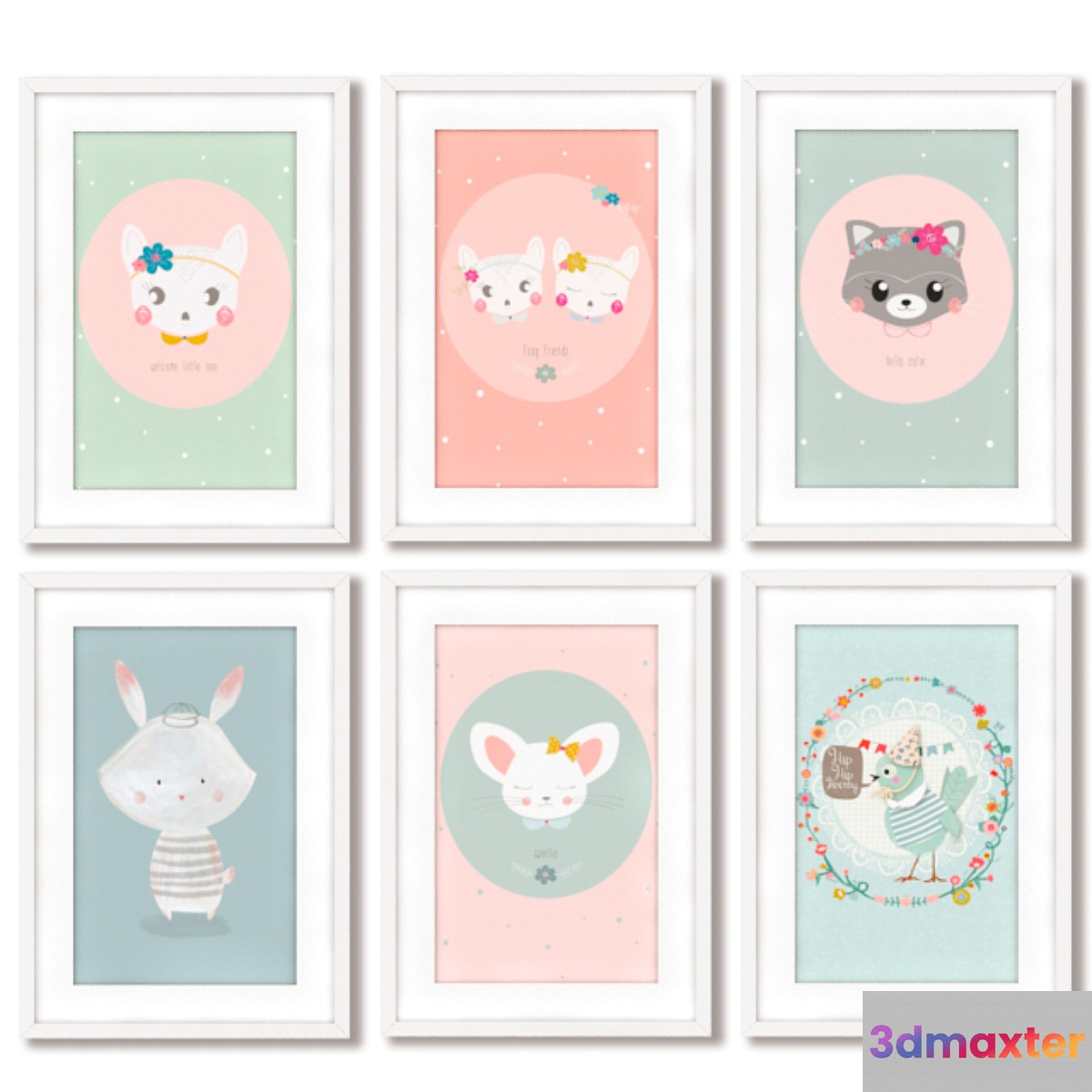 Posters for the decoration of the children's room. 3D Max