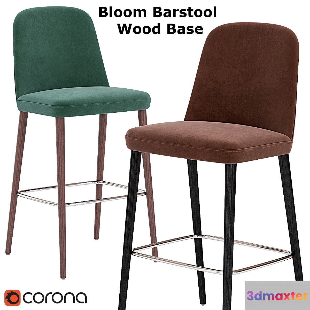 Bloom Barstool Wood Base multicolor 3D Max